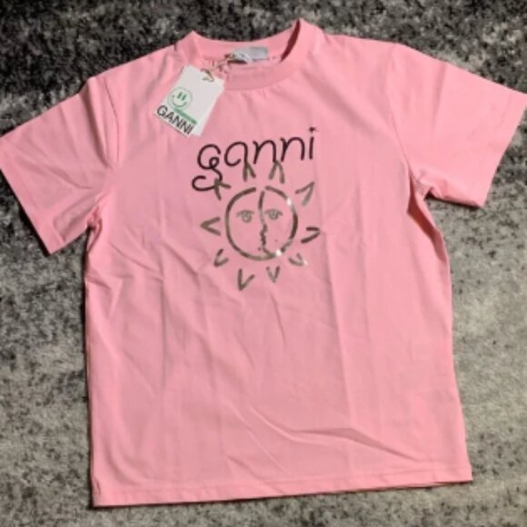 Ganni Pink Woman’s Top Silver Sun Graphic Woman’s Size S M L - Picture 1 of 2